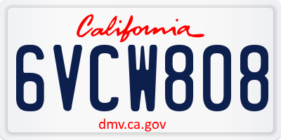 CA license plate 6VCW808