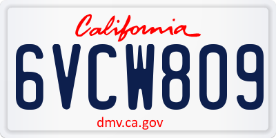 CA license plate 6VCW809