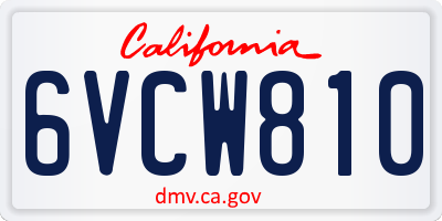 CA license plate 6VCW810