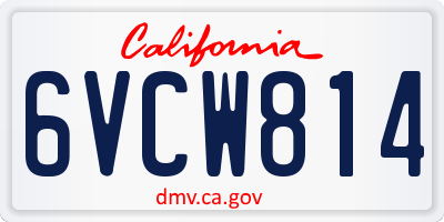 CA license plate 6VCW814