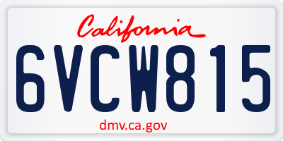 CA license plate 6VCW815