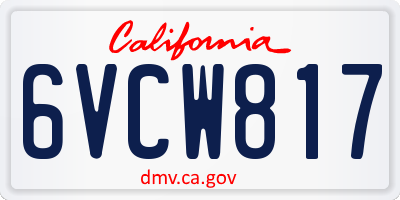 CA license plate 6VCW817