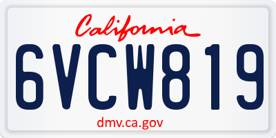 CA license plate 6VCW819