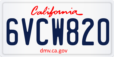 CA license plate 6VCW820