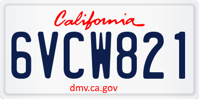 CA license plate 6VCW821