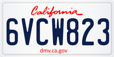CA license plate 6VCW823