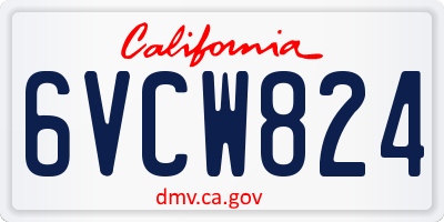 CA license plate 6VCW824