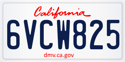 CA license plate 6VCW825
