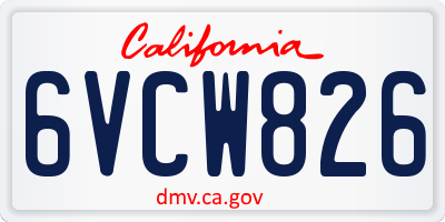 CA license plate 6VCW826