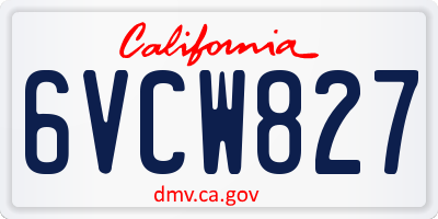 CA license plate 6VCW827