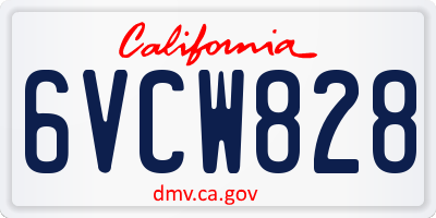CA license plate 6VCW828
