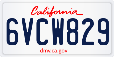 CA license plate 6VCW829