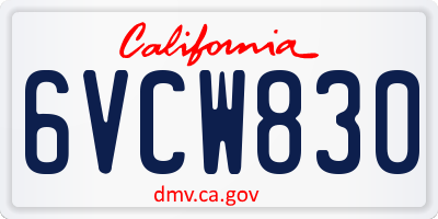 CA license plate 6VCW830