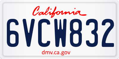 CA license plate 6VCW832