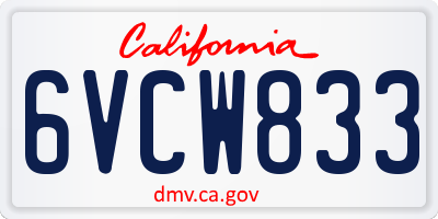 CA license plate 6VCW833