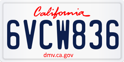 CA license plate 6VCW836