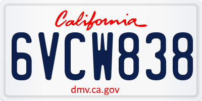CA license plate 6VCW838
