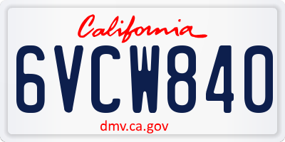 CA license plate 6VCW840