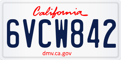 CA license plate 6VCW842