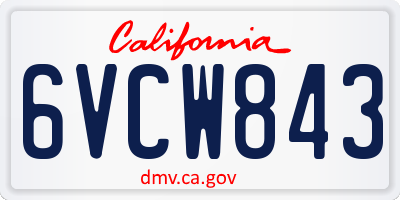 CA license plate 6VCW843