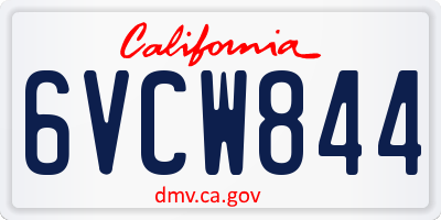 CA license plate 6VCW844