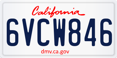CA license plate 6VCW846