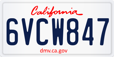 CA license plate 6VCW847
