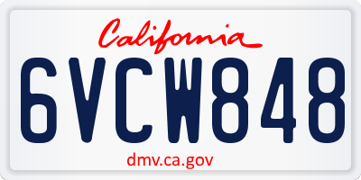 CA license plate 6VCW848