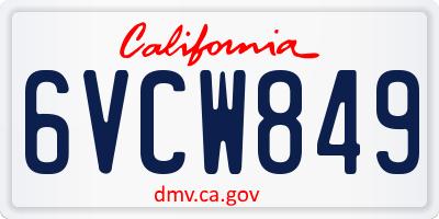 CA license plate 6VCW849