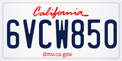 CA license plate 6VCW850