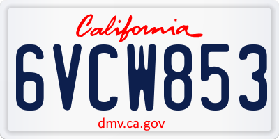CA license plate 6VCW853