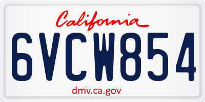 CA license plate 6VCW854