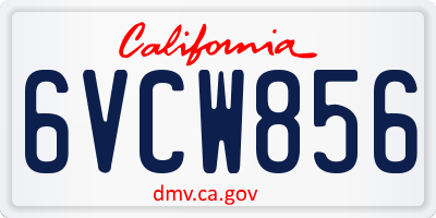 CA license plate 6VCW856