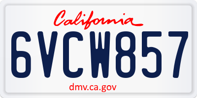 CA license plate 6VCW857