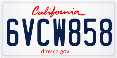 CA license plate 6VCW858