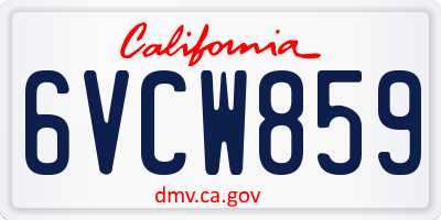 CA license plate 6VCW859