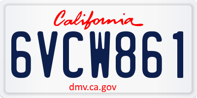 CA license plate 6VCW861