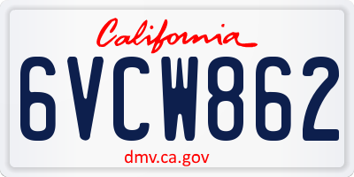 CA license plate 6VCW862