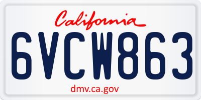 CA license plate 6VCW863
