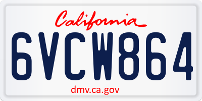 CA license plate 6VCW864