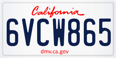 CA license plate 6VCW865
