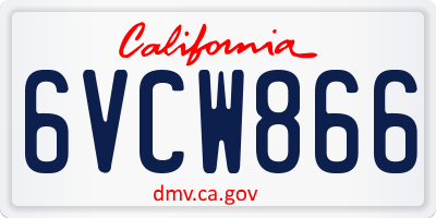 CA license plate 6VCW866