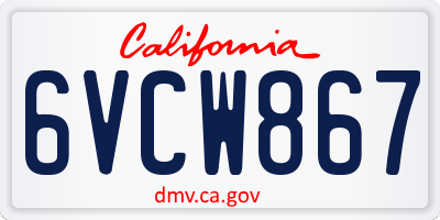 CA license plate 6VCW867