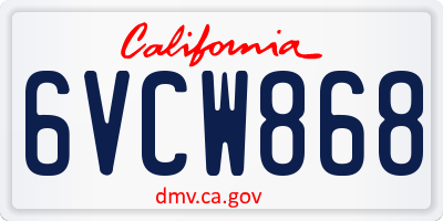 CA license plate 6VCW868
