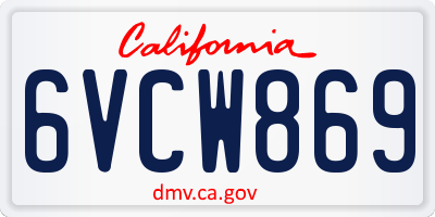 CA license plate 6VCW869