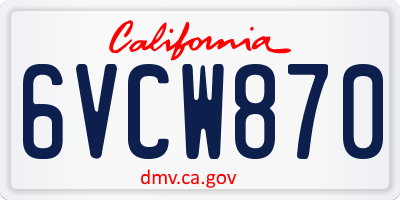 CA license plate 6VCW870
