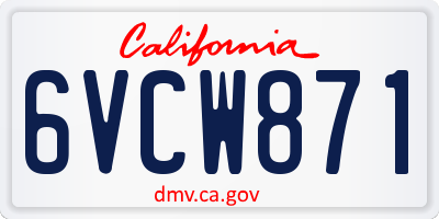 CA license plate 6VCW871