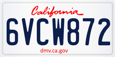 CA license plate 6VCW872
