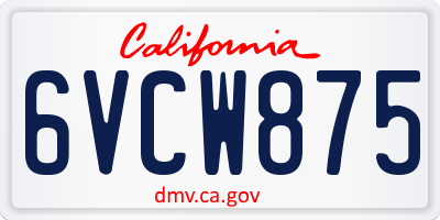 CA license plate 6VCW875