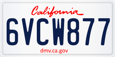 CA license plate 6VCW877